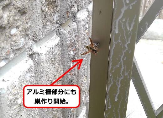 アルミ柵蜂の巣