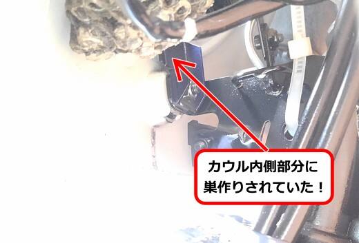 カウル内側蜂の巣