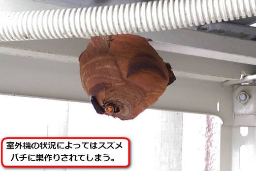 室外機スズメバチ巣