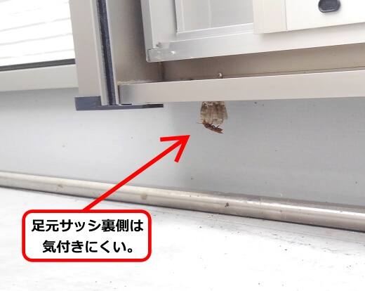 足元サッシ蜂の巣
