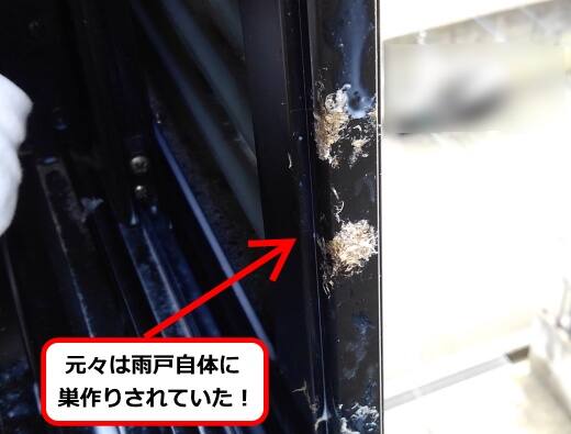 雨戸蜂の巣痕跡